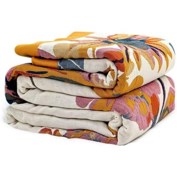 Boho Throw Blanket - 100% Cotton Ultra Soft Bed Throw Large - Fall Blanket - Picture 1 of 7